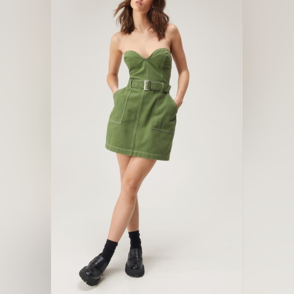 Nasty Gal Strapless Twill Mini Dress